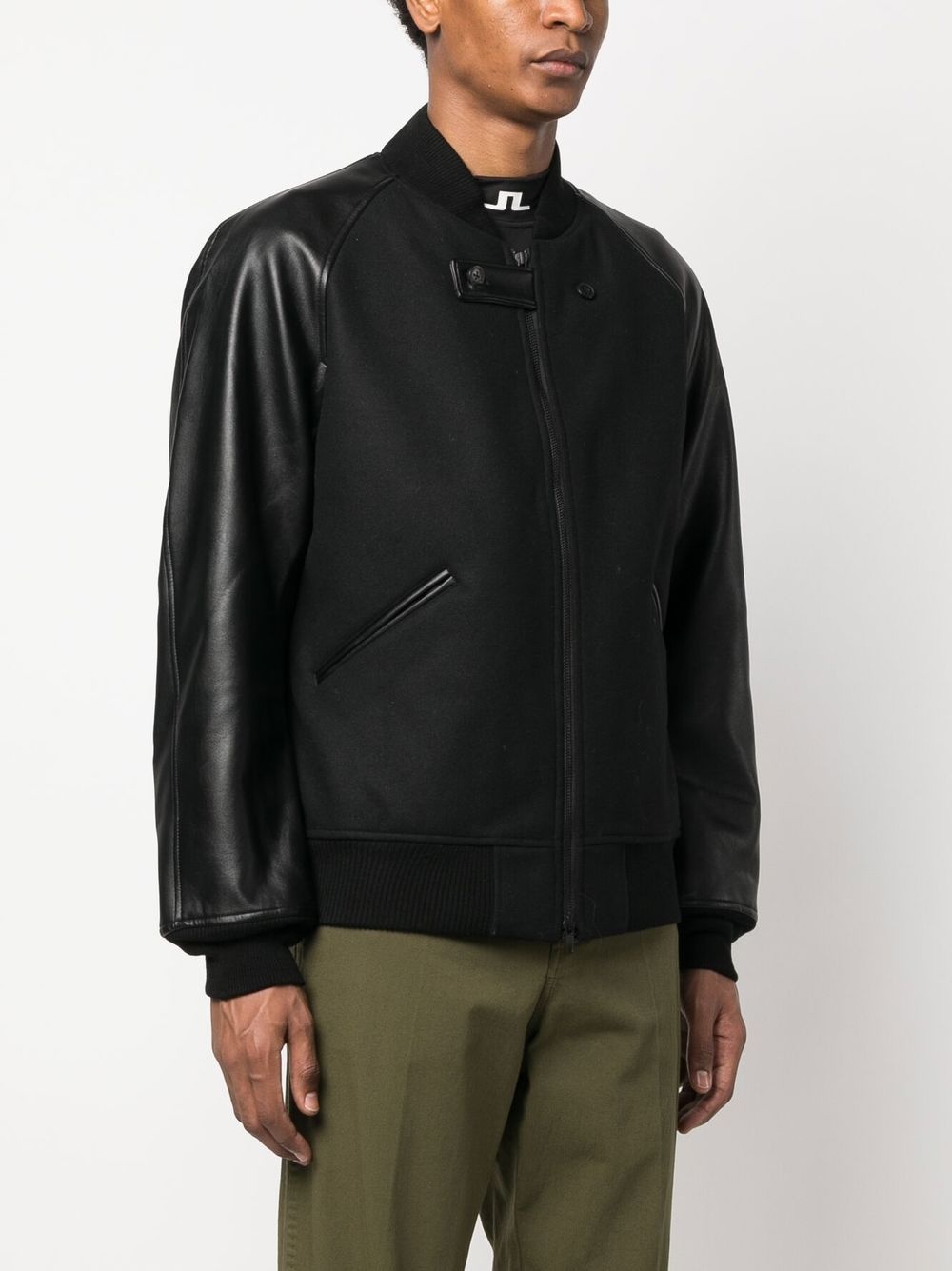 contrast-sleeves flannel bomber jacket - 3