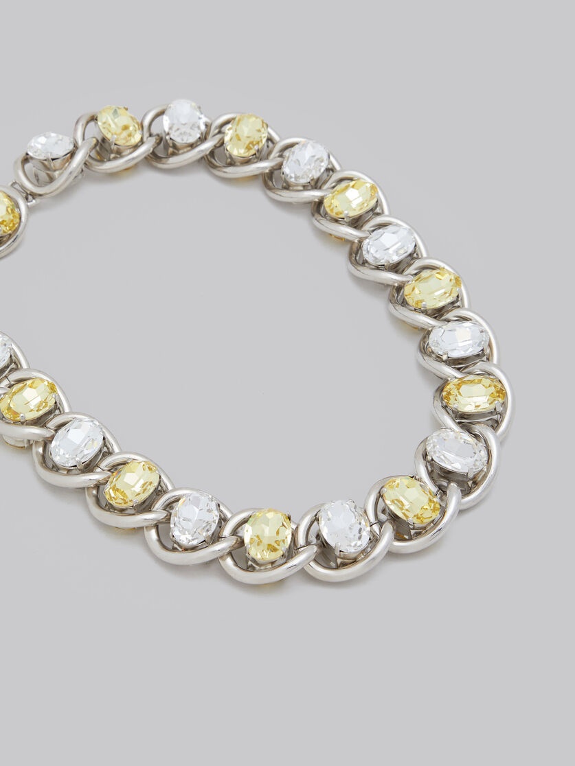 CLEAR AND YELLOW RHINESTONE CHUNKY CHAIN NECKLACE - 3