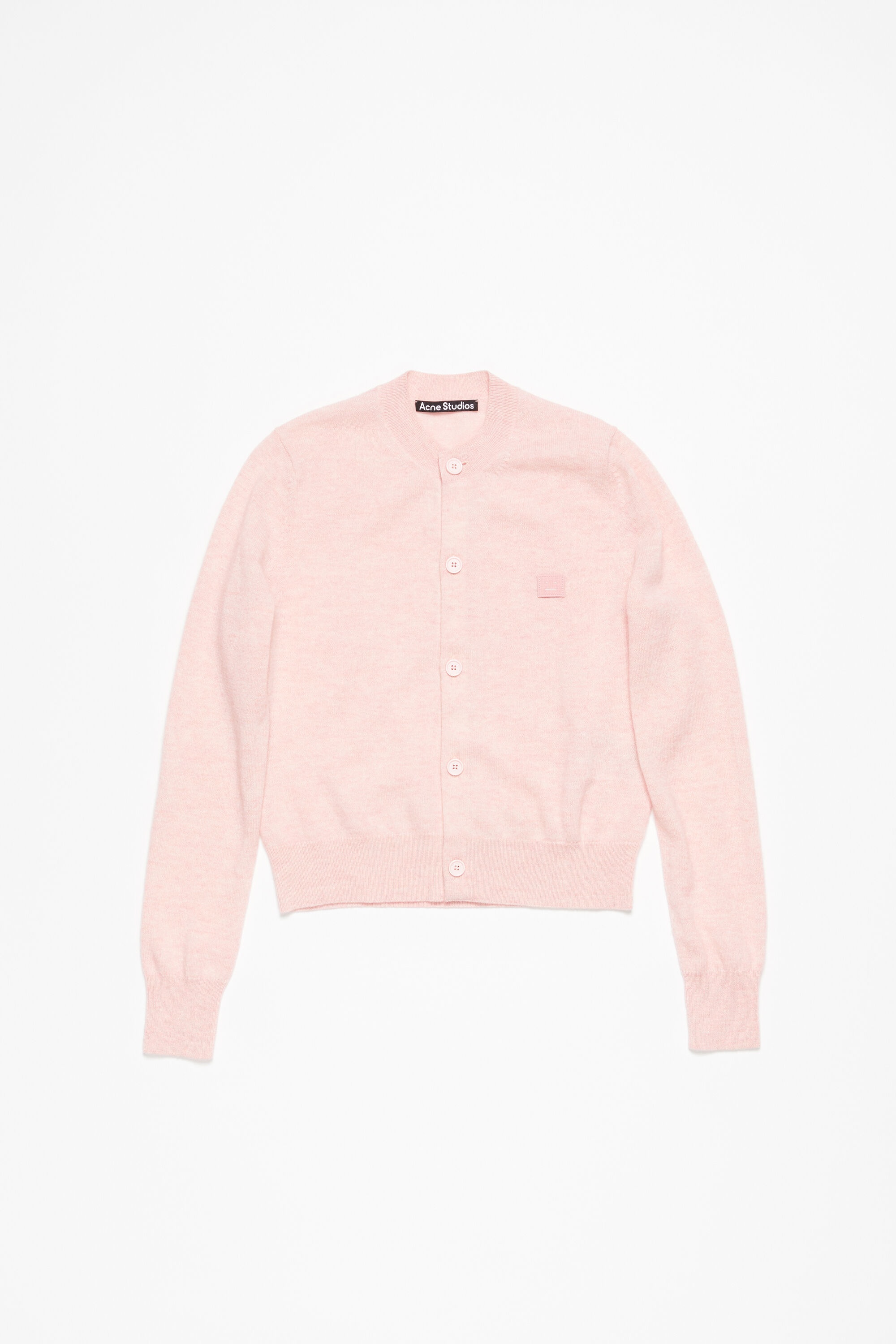 Crew neck cardigan - Faded pink melange - 1