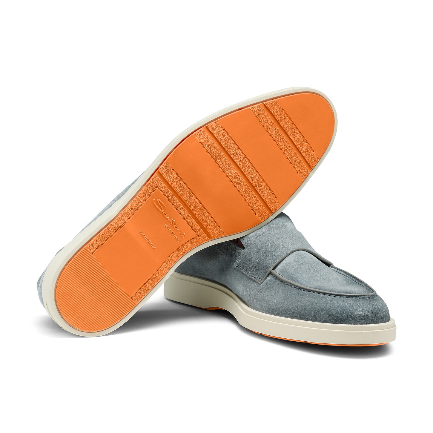 Men's light blue suede penny loafer - 4