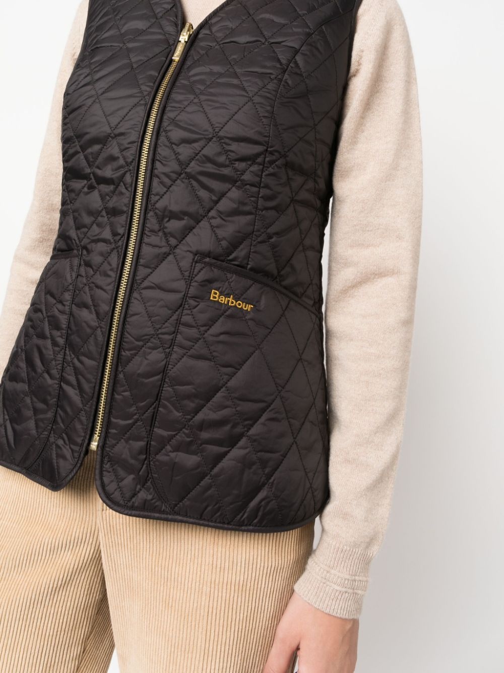 logo-embroidered quilted reversible gilet - 5