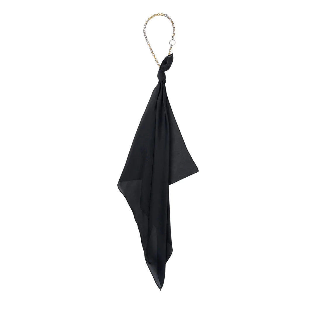 Black Silk Scarf Necklace - 1