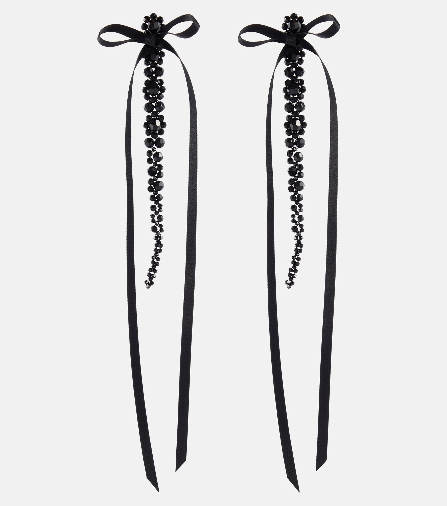Bow-embellished crystal drop earrings - 1