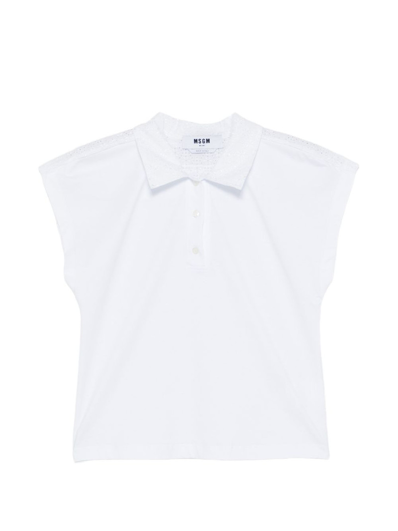 pointelle short-sleeve polo top 1