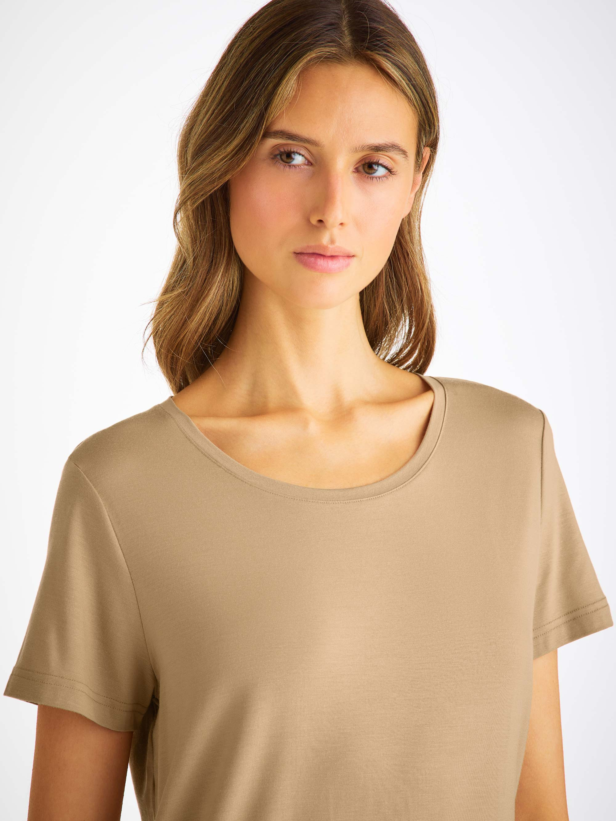 Women's T-Shirt Lara Micro Modal Stretch Camel - 2