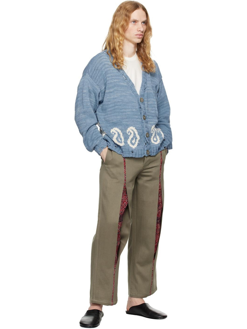 KARTIK RESEARCH Khaki Double Box Pleated Trousers outlook