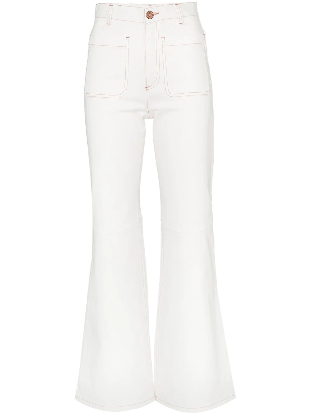 contrast stitch flared jeans - 1