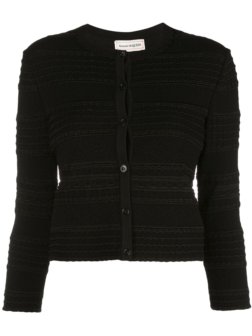 cropped textured knit cardigan - 1