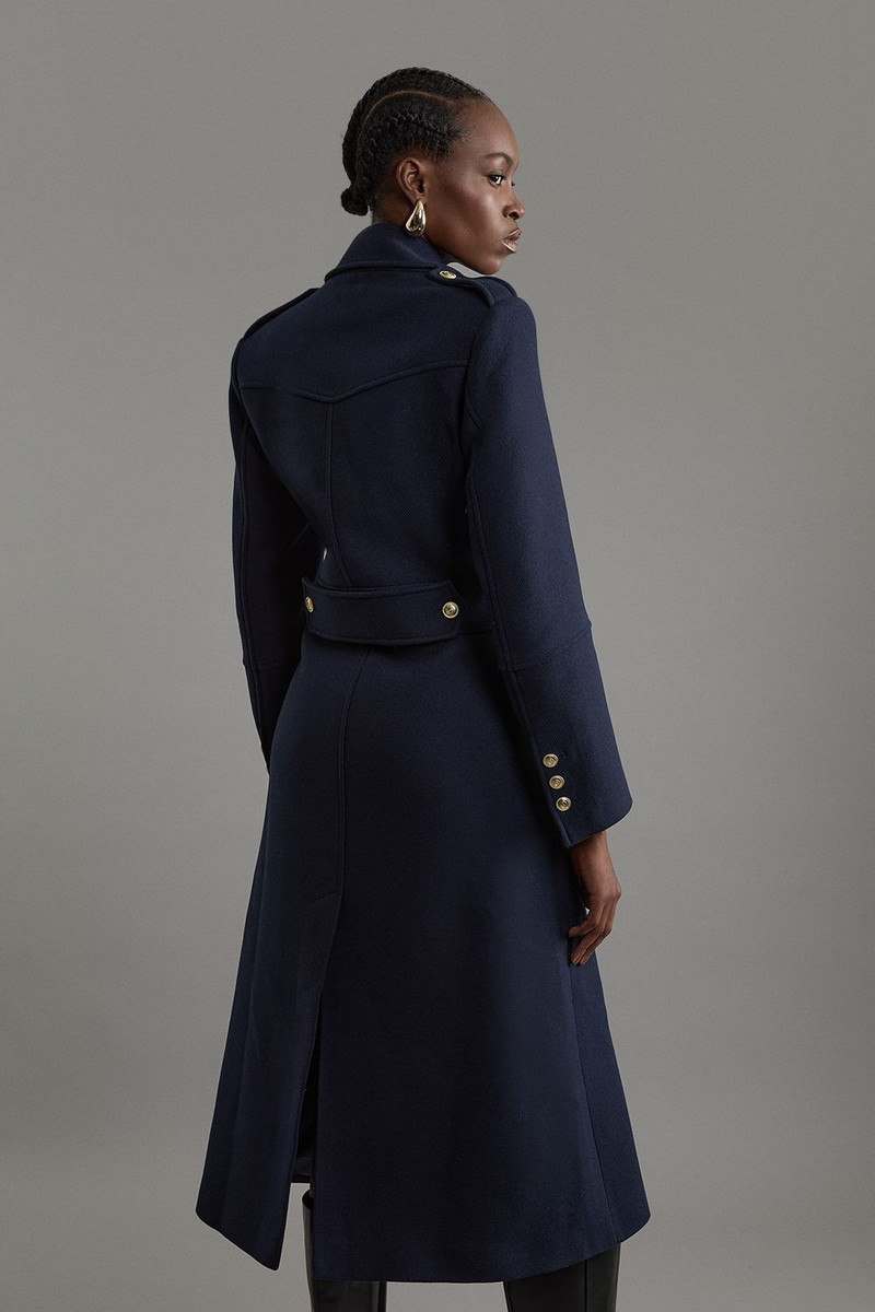 Premium Italian Manteco Wool Military Double Breasted Tailored Midi Coat 6