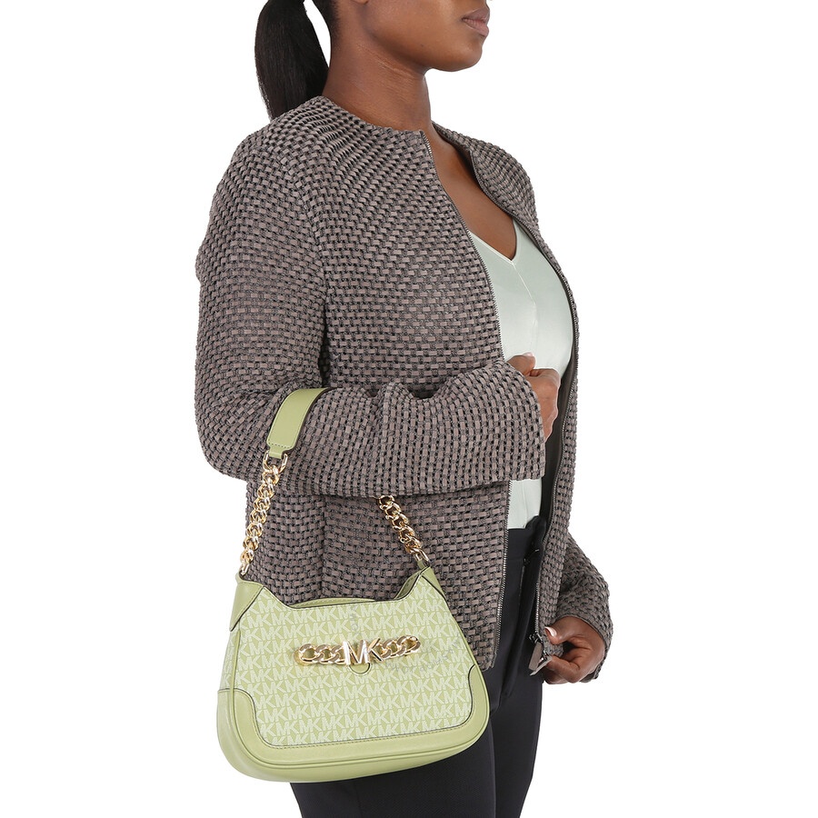 Michael Kors - Open Box - Michael Kors Signature Logo-print Small Hally Shoulder Bag - Light Sage - 2