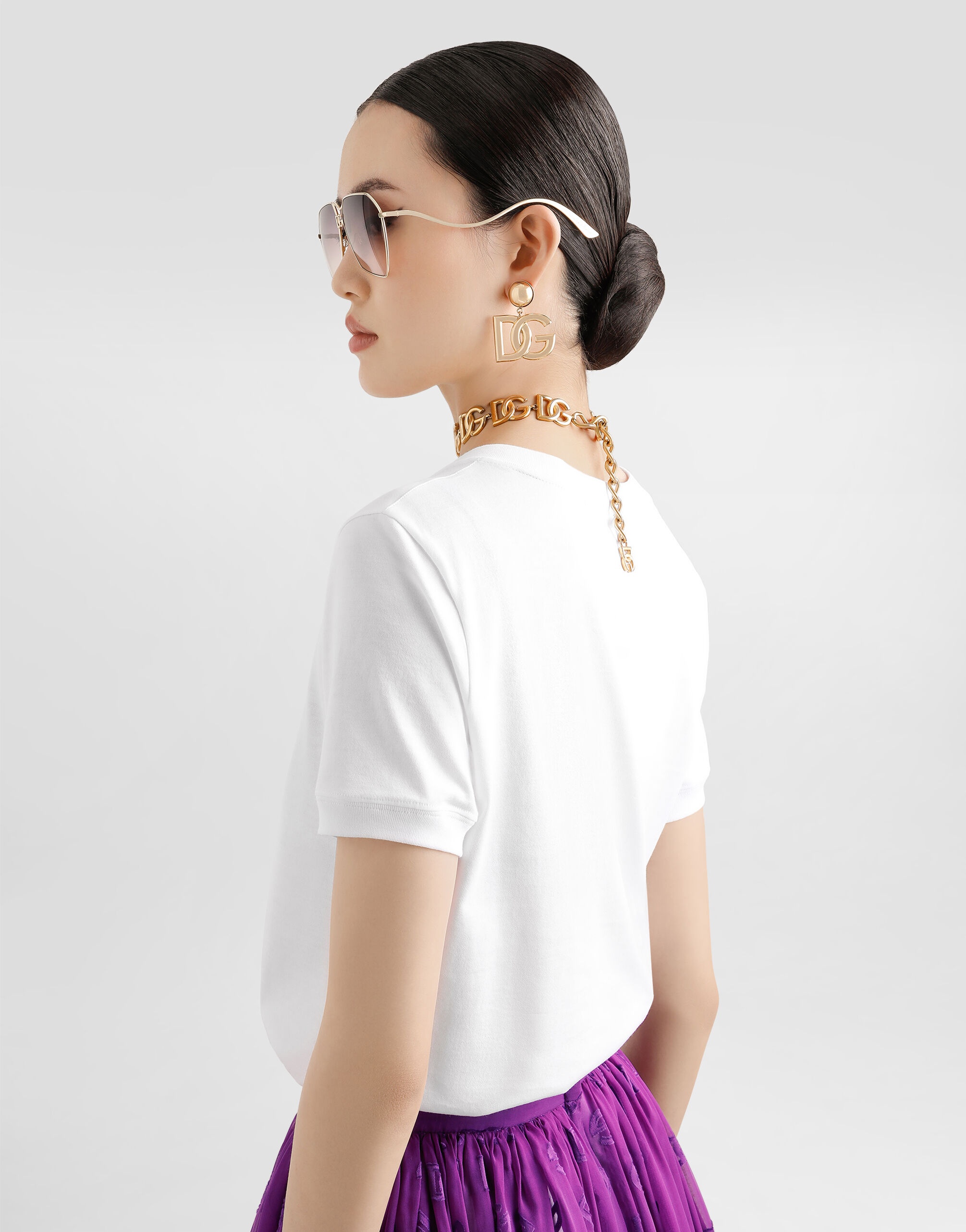 Jersey t-shirt with lace inlay - 3
