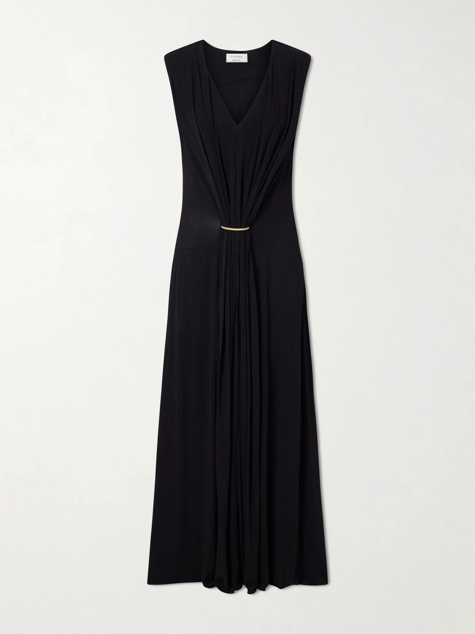 Gathered embellished stretch-jersey maxi dress Black - 1