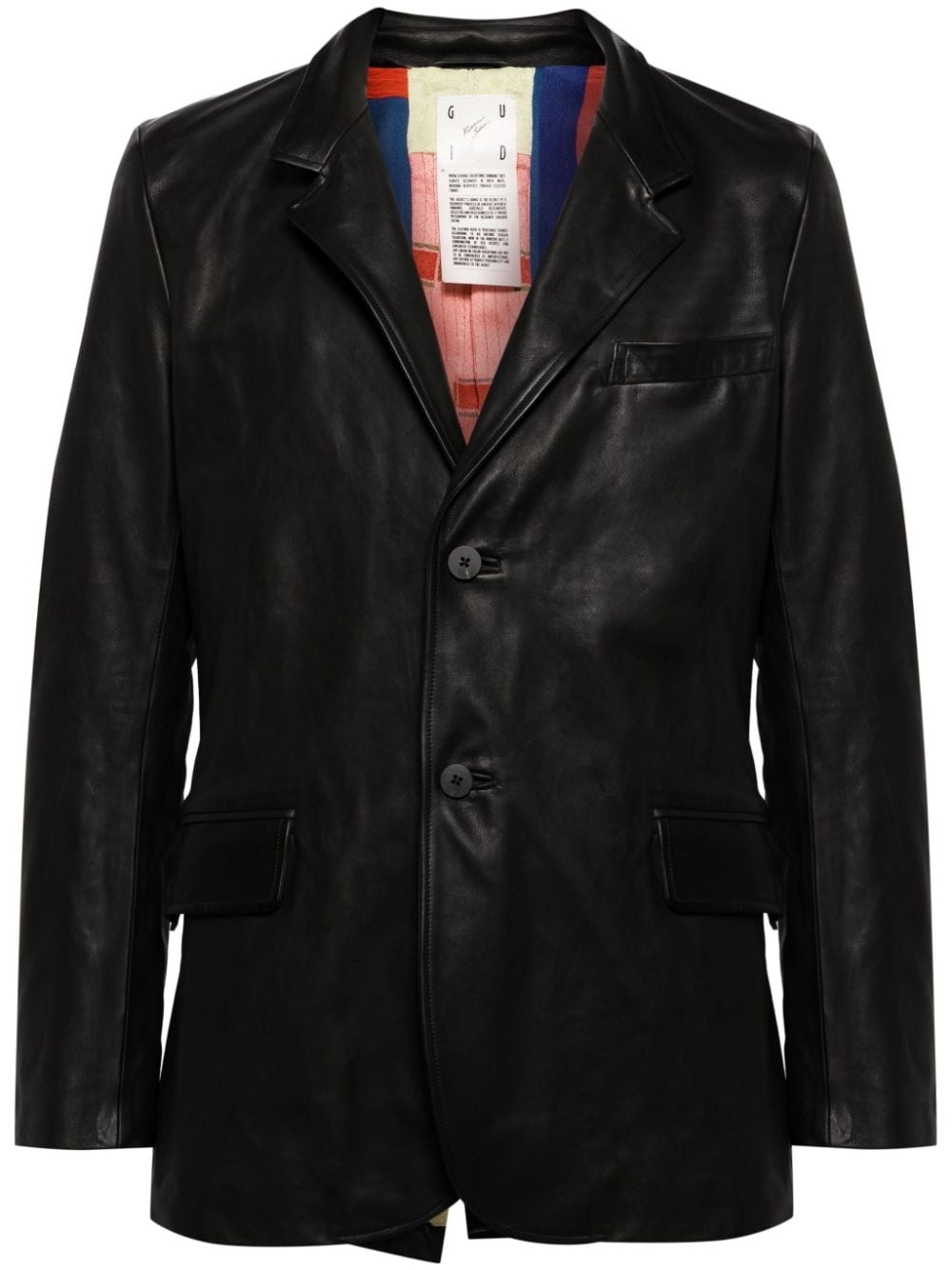 single-breasted leather blazer - 1