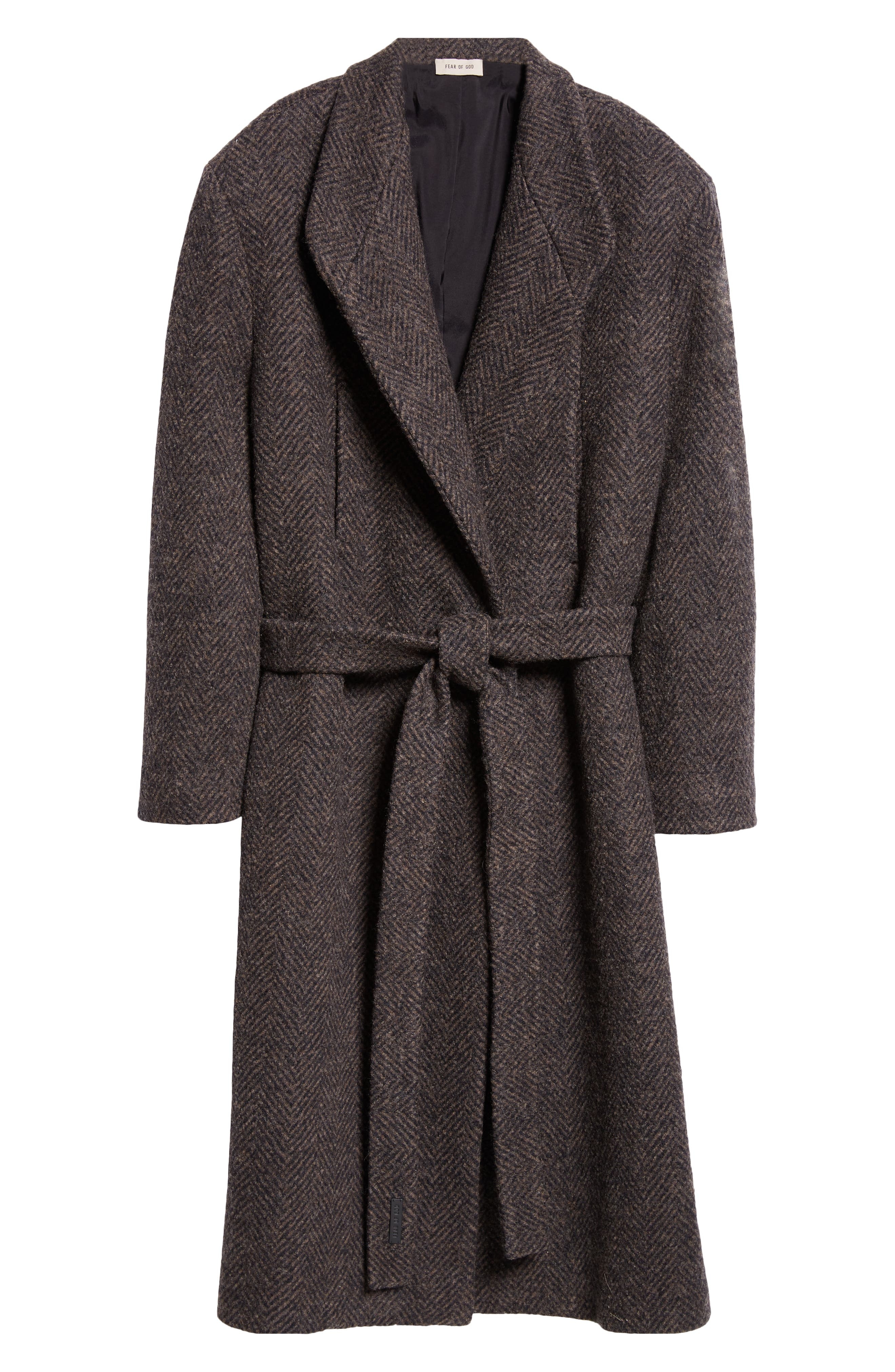 Fear of God Herringbone Belted Virgin Wool Coat in Mocha at Nordstrom - 7