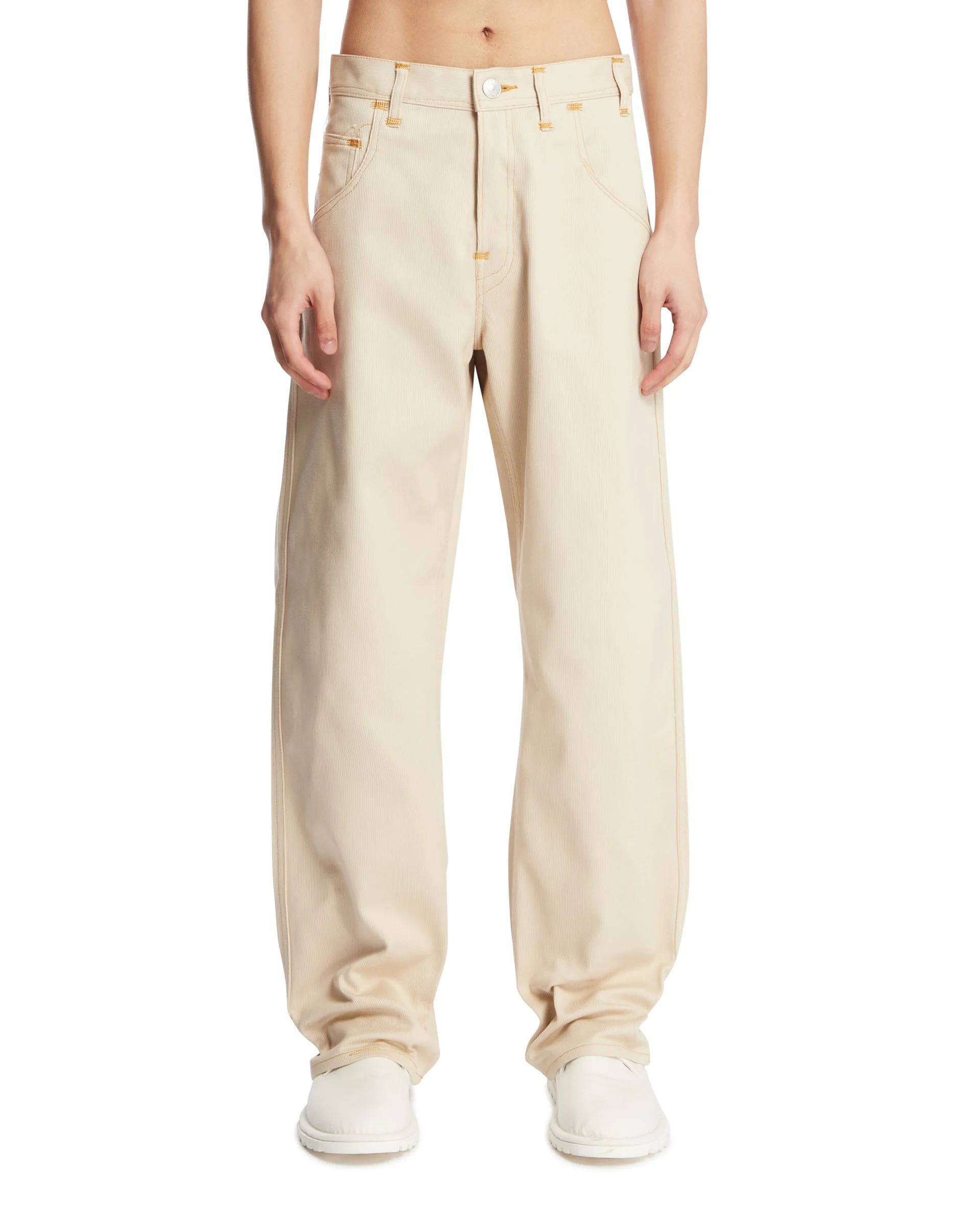 Beige Cotton Jeans - 1