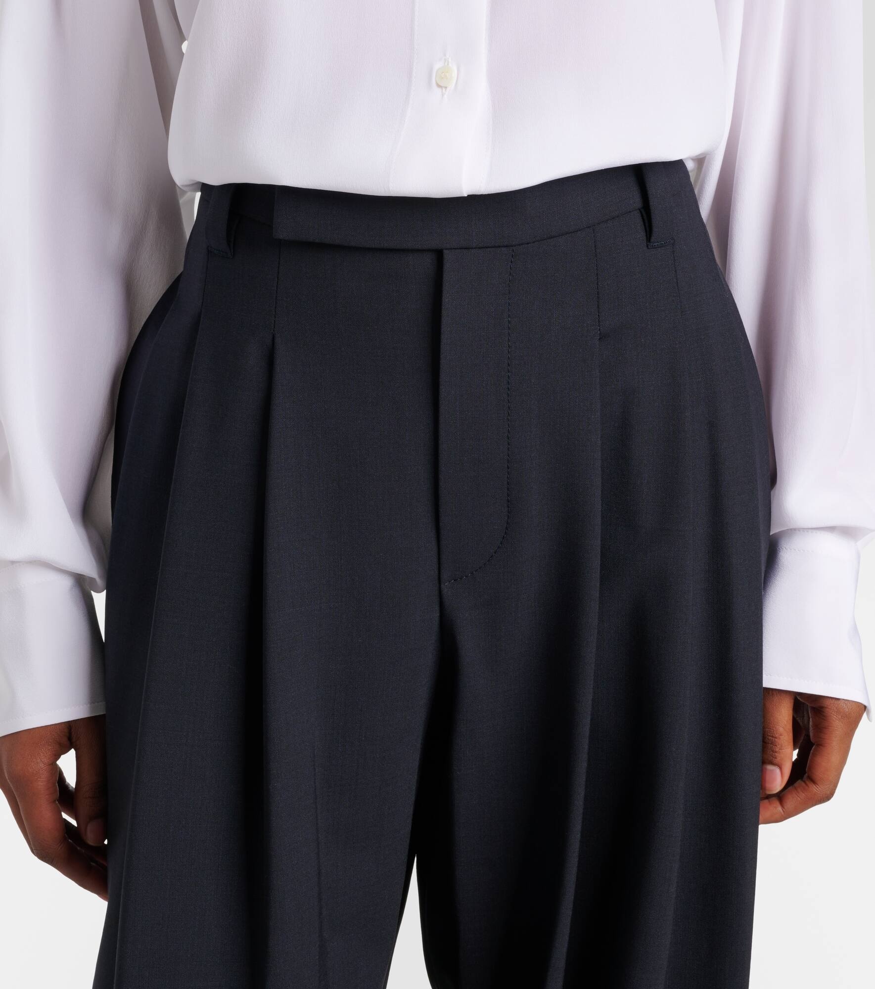 Wool-blend wide-leg pants - 4