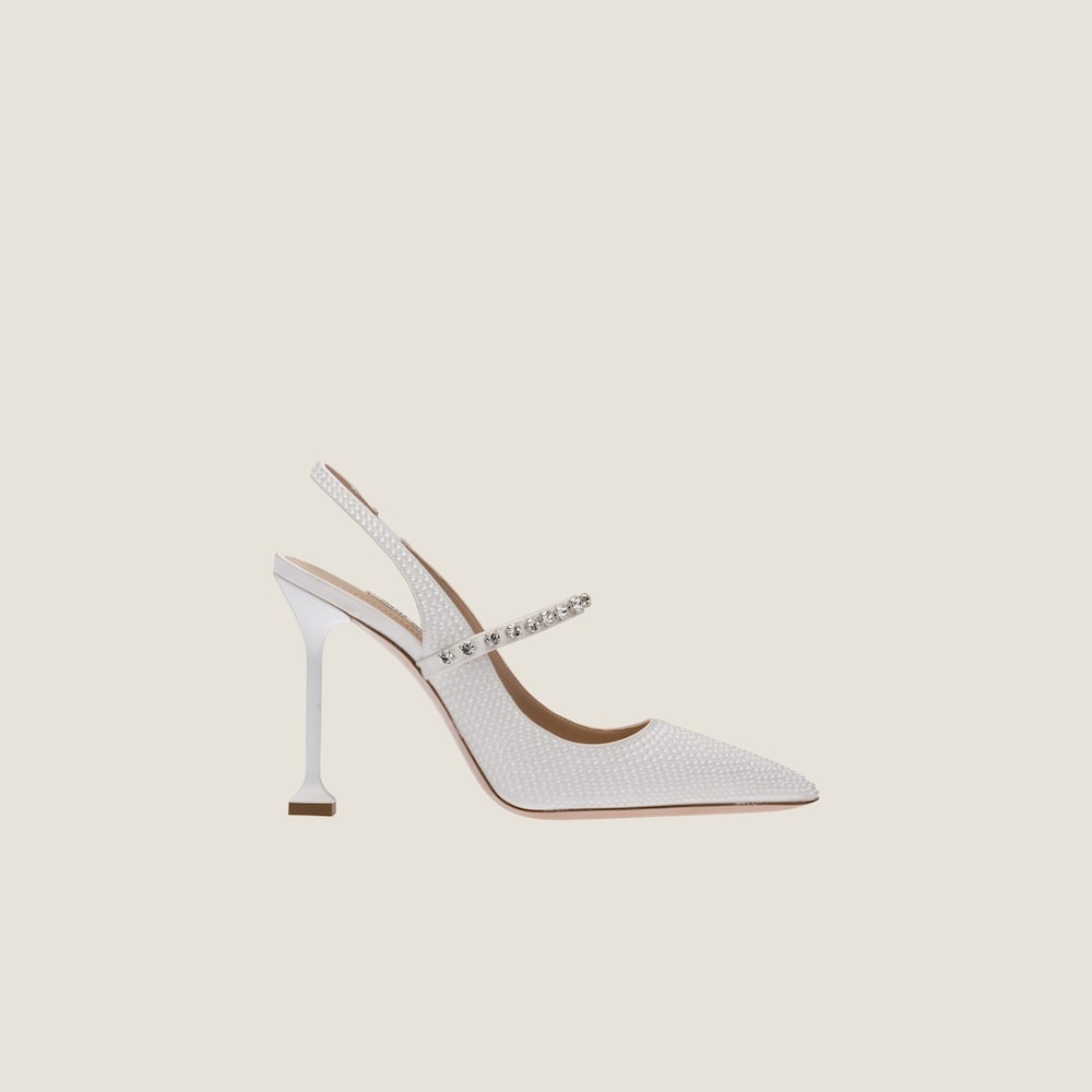 Satin slingback pumps with crystals - 2