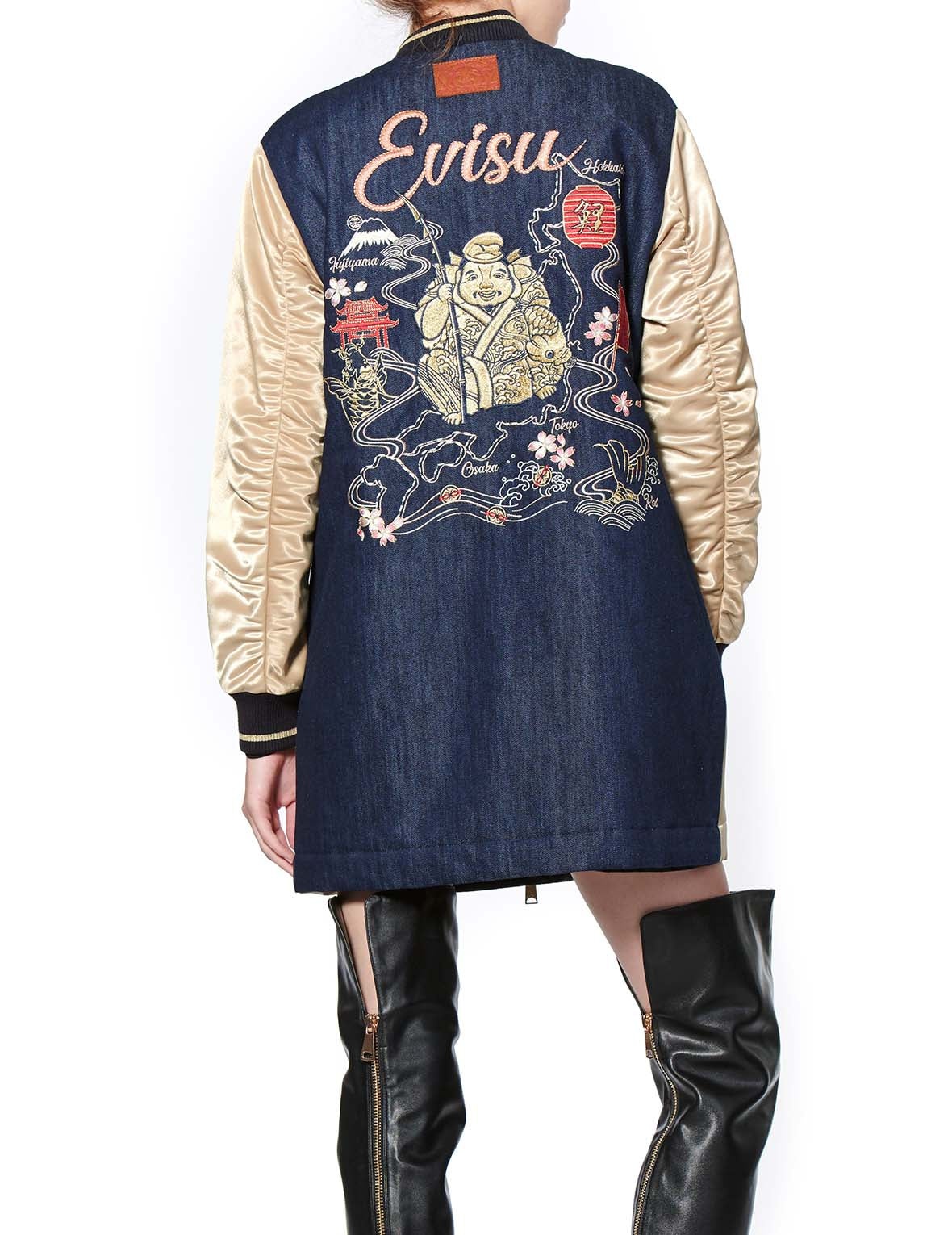 Denim Blocking Souvenir Long Coat - 7