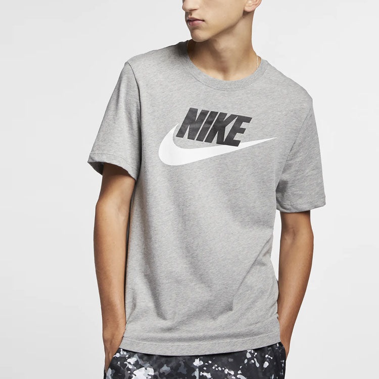 Nike Sportswear Logo Printing Sports Quick Dry Knit Short Sleeve Gray AR5005-063 - 4