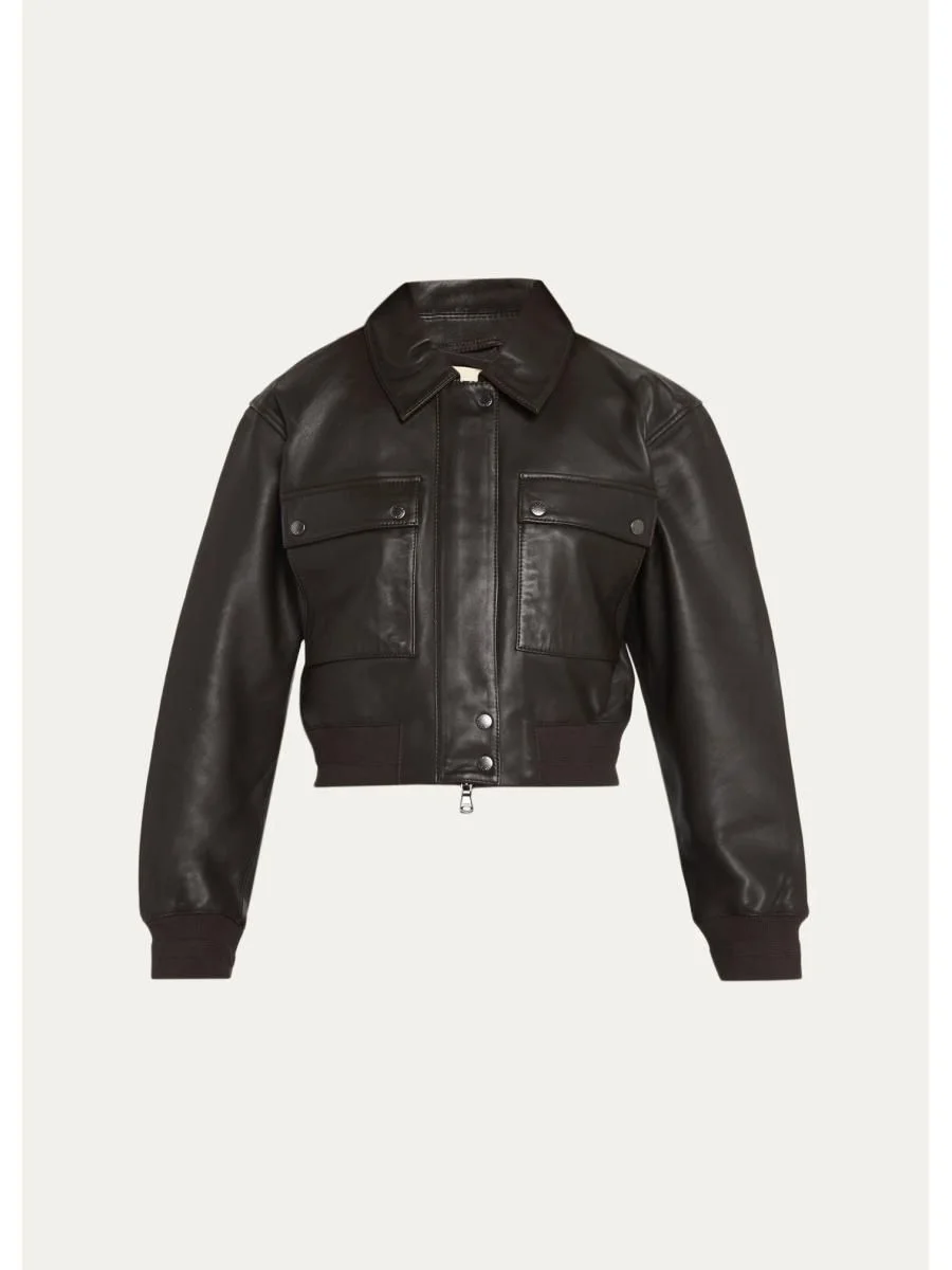 Clotilde Leather Bomber Jacket - 1