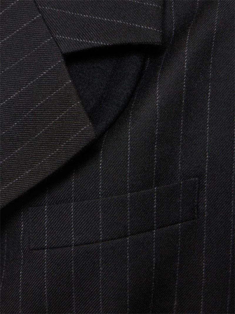 Chalk stripe & wool melton blazer - 4