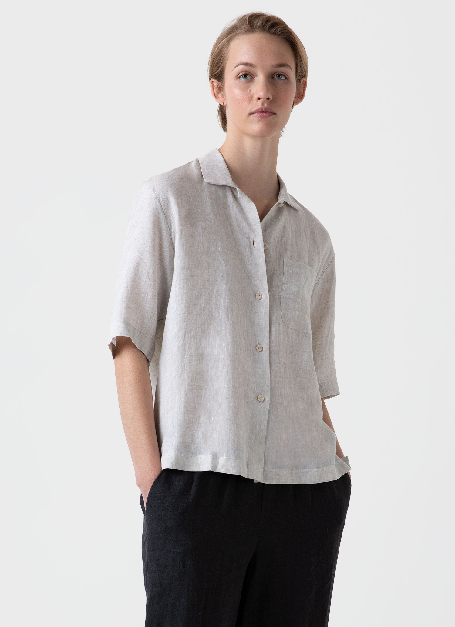 Short Sleeve Linen Shirt - 2