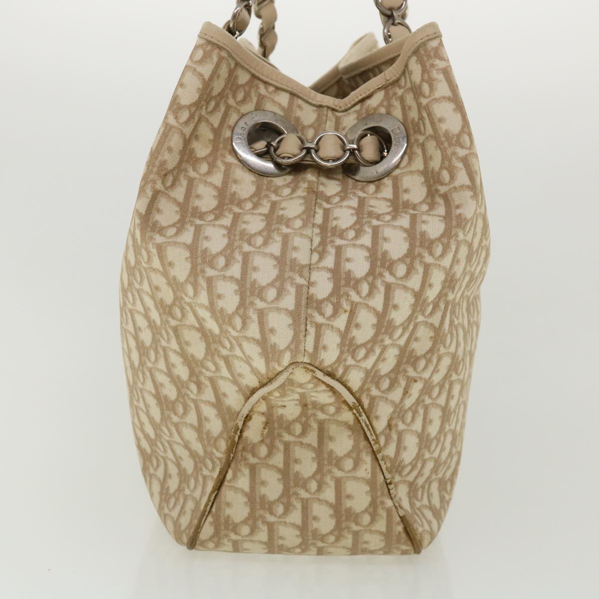DIOR Trotter Canvas Chain Tote Bag Leather Beige - 3