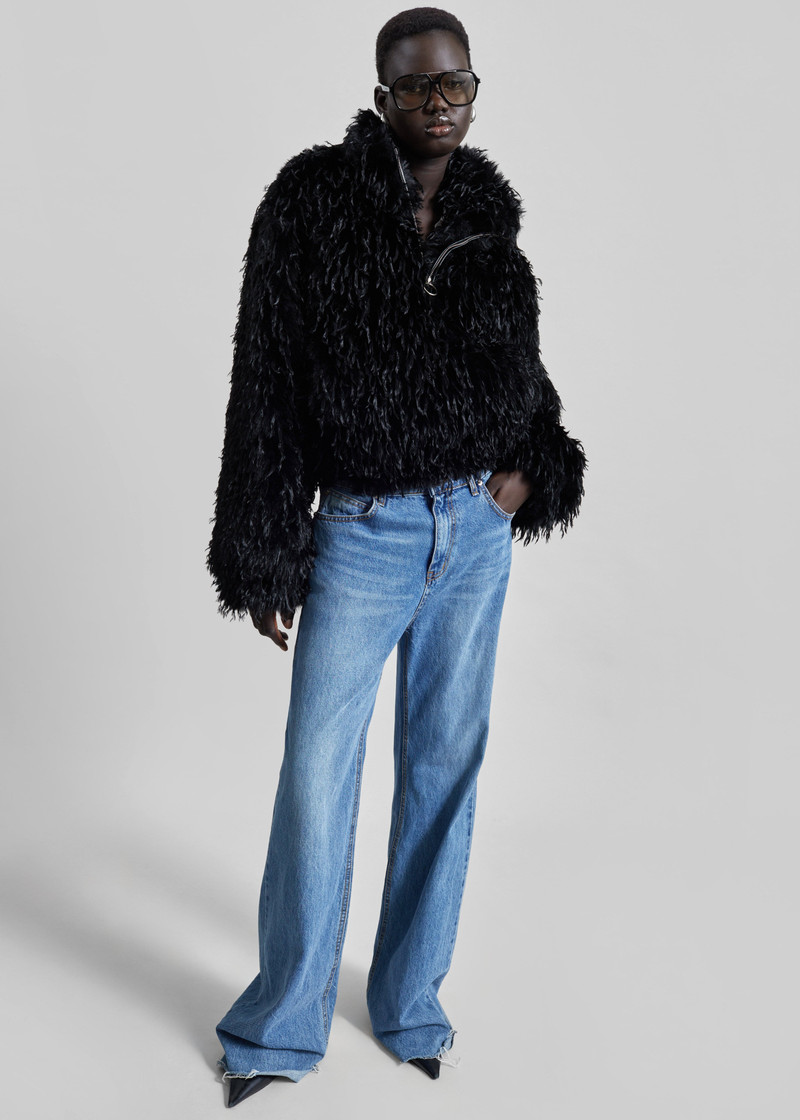 Rivee Faux Fur Pullover - Black 3