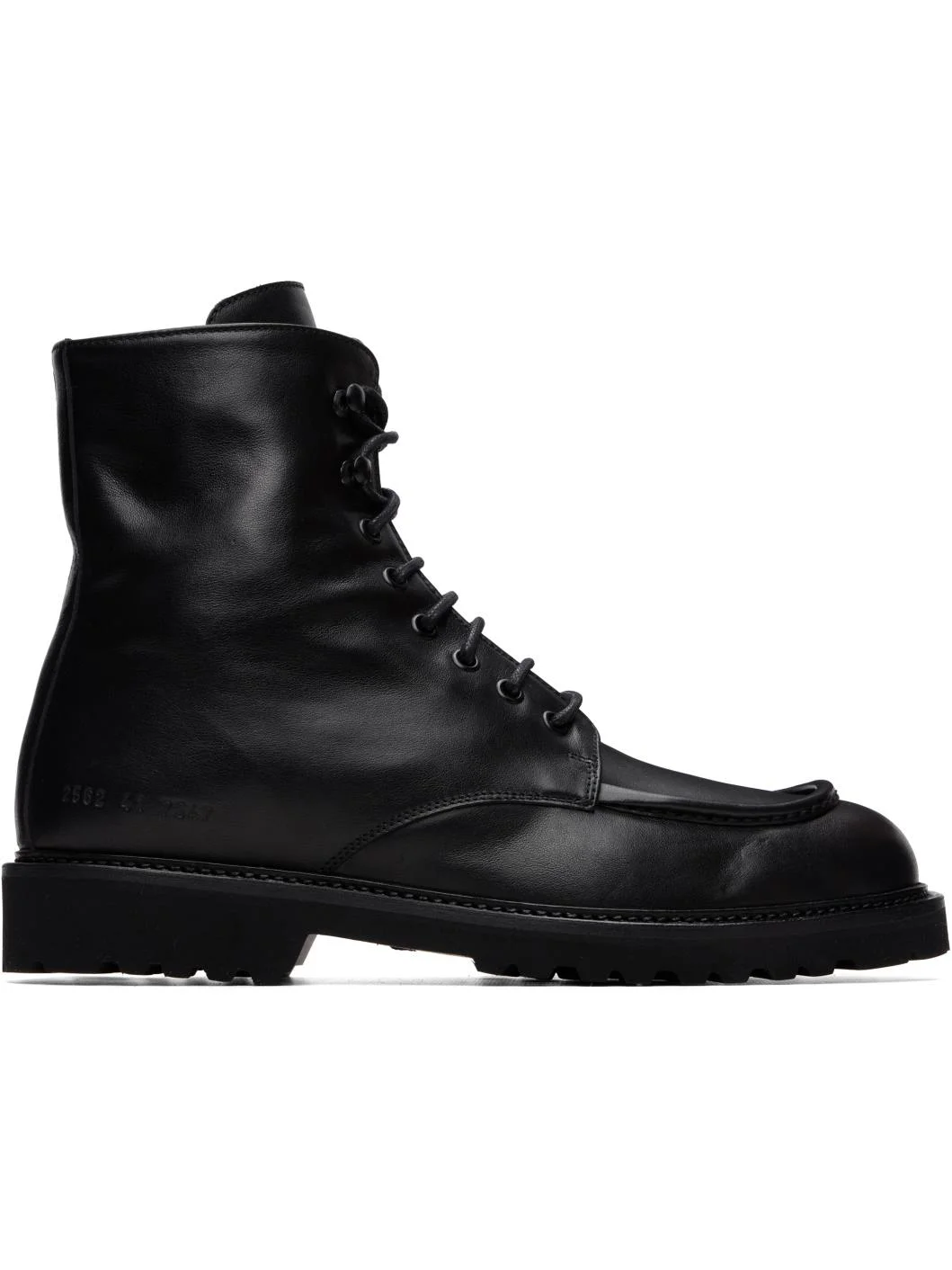Black Piuma Leather Lace-Up Boots - 1