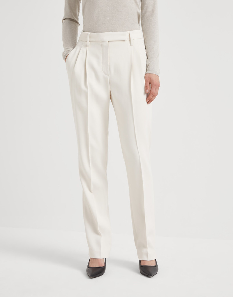 Comfort viscose couture twill cigarette trousers with monili 1