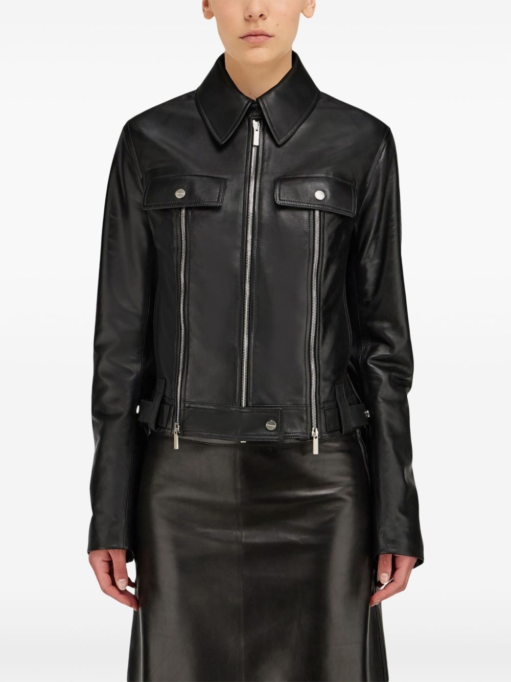 leather biker jacket - 3