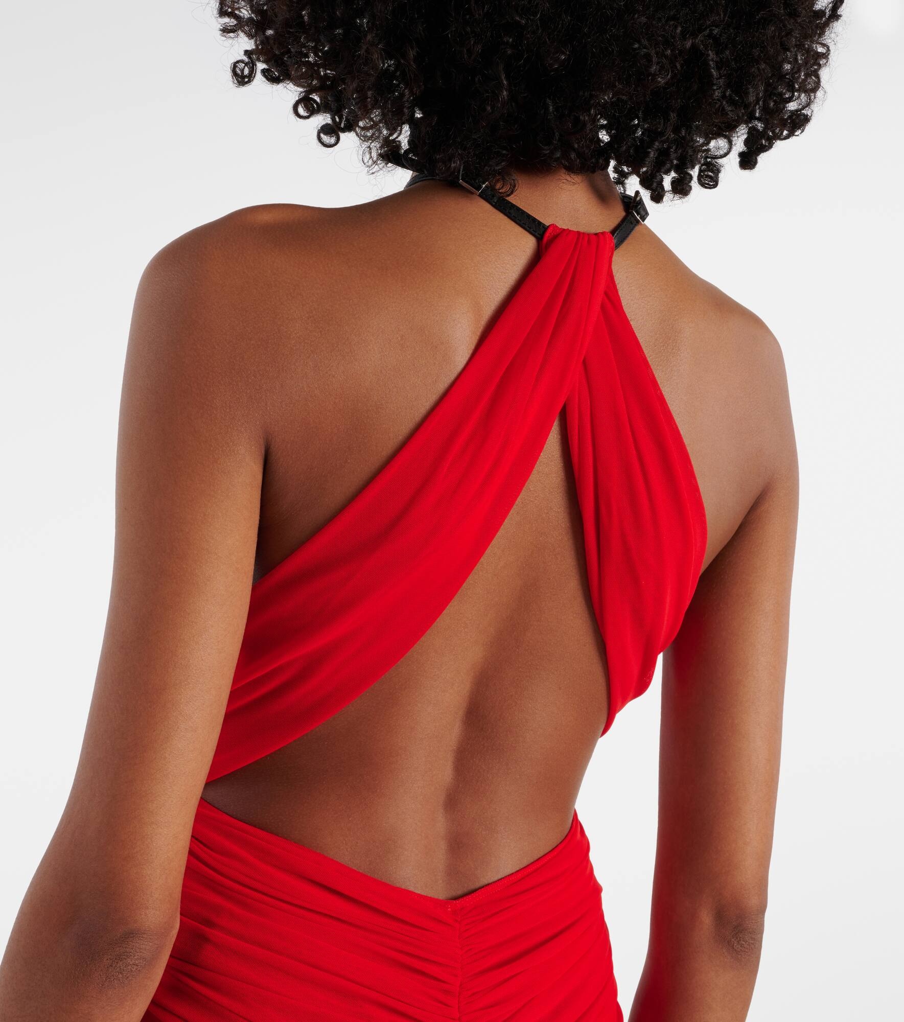 Ruched halterneck midi dress - 6