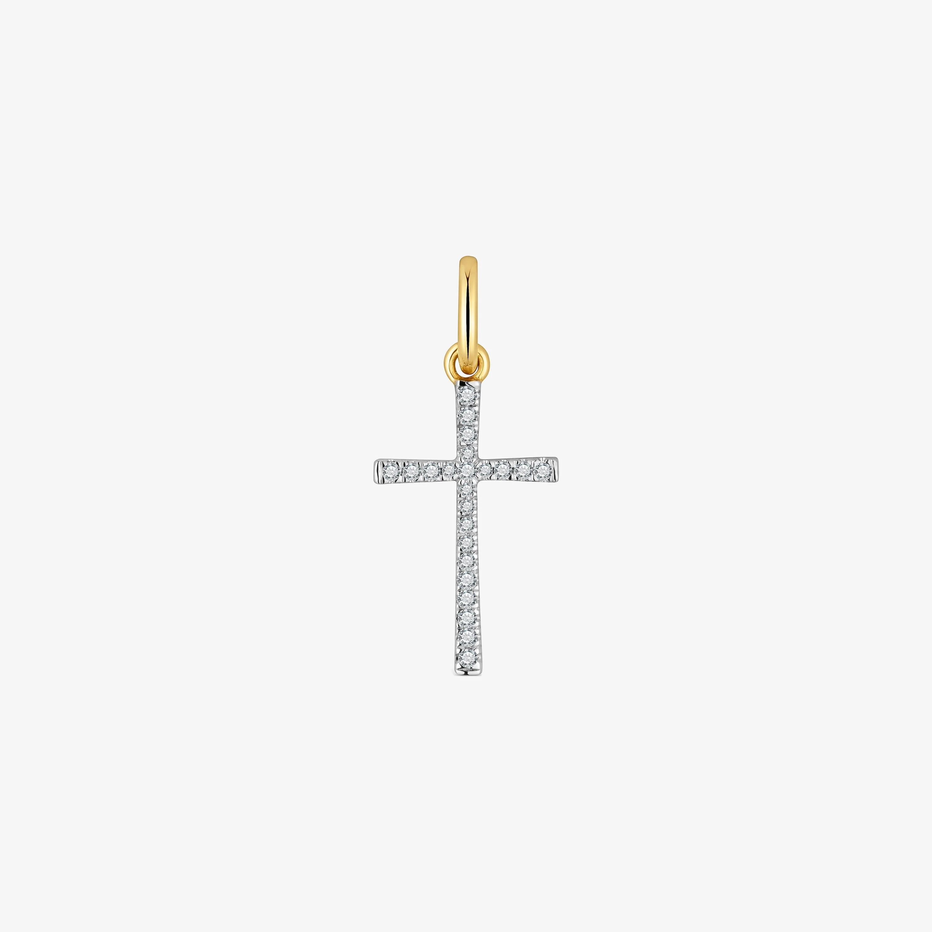 18K solid gold and diamonds cross Pendant Basics - 1