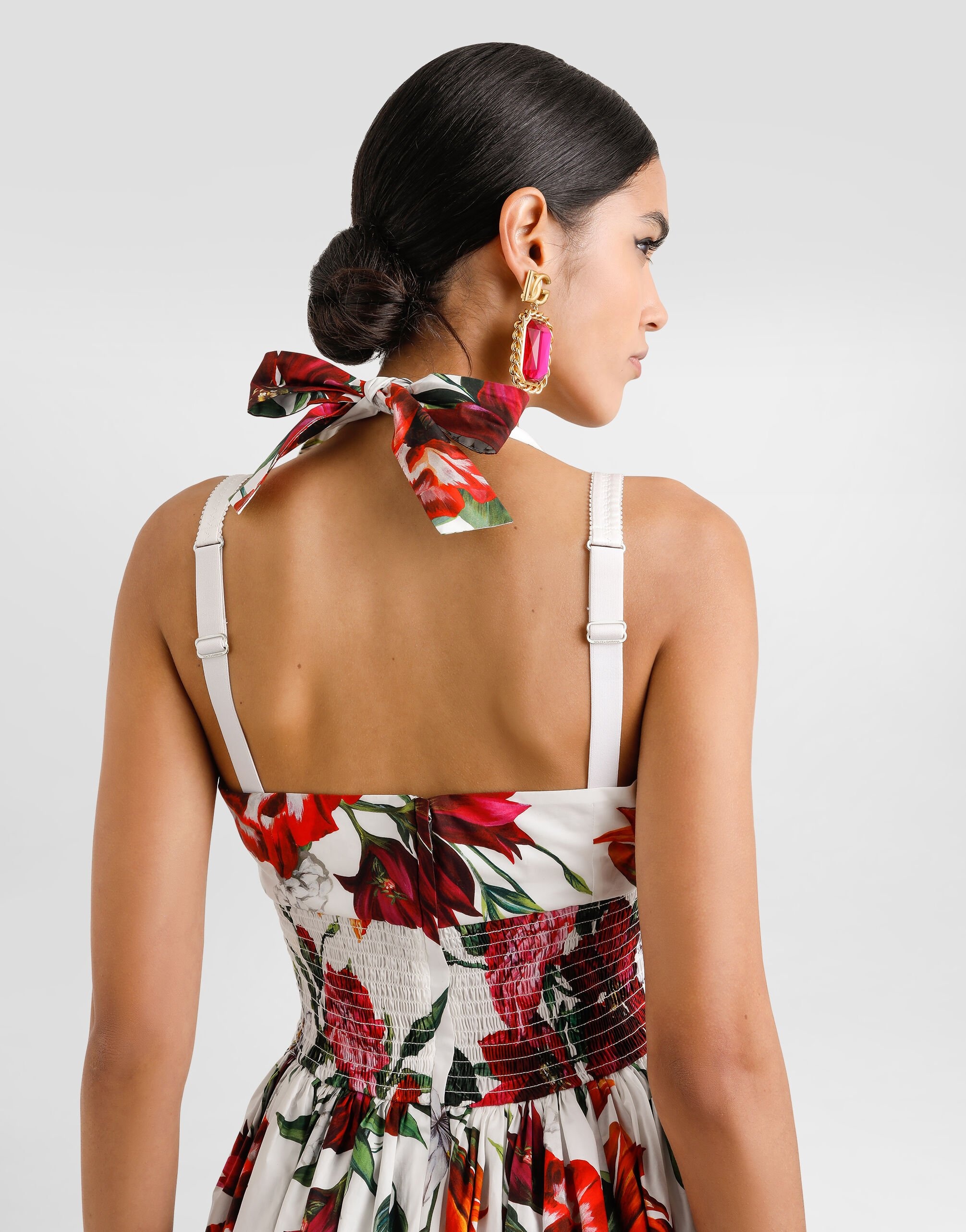Flower-print poplin dress - 5