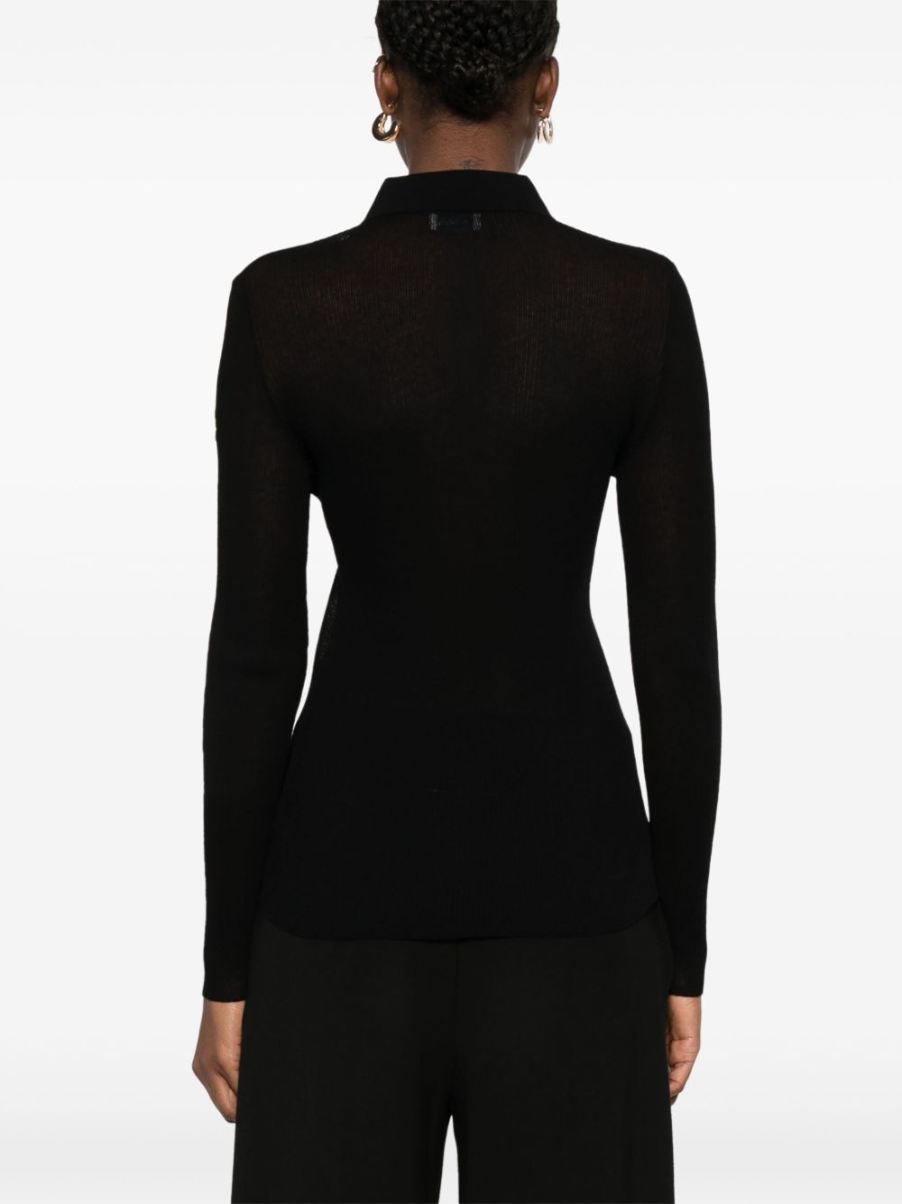 fine-ribbed polo top - 4