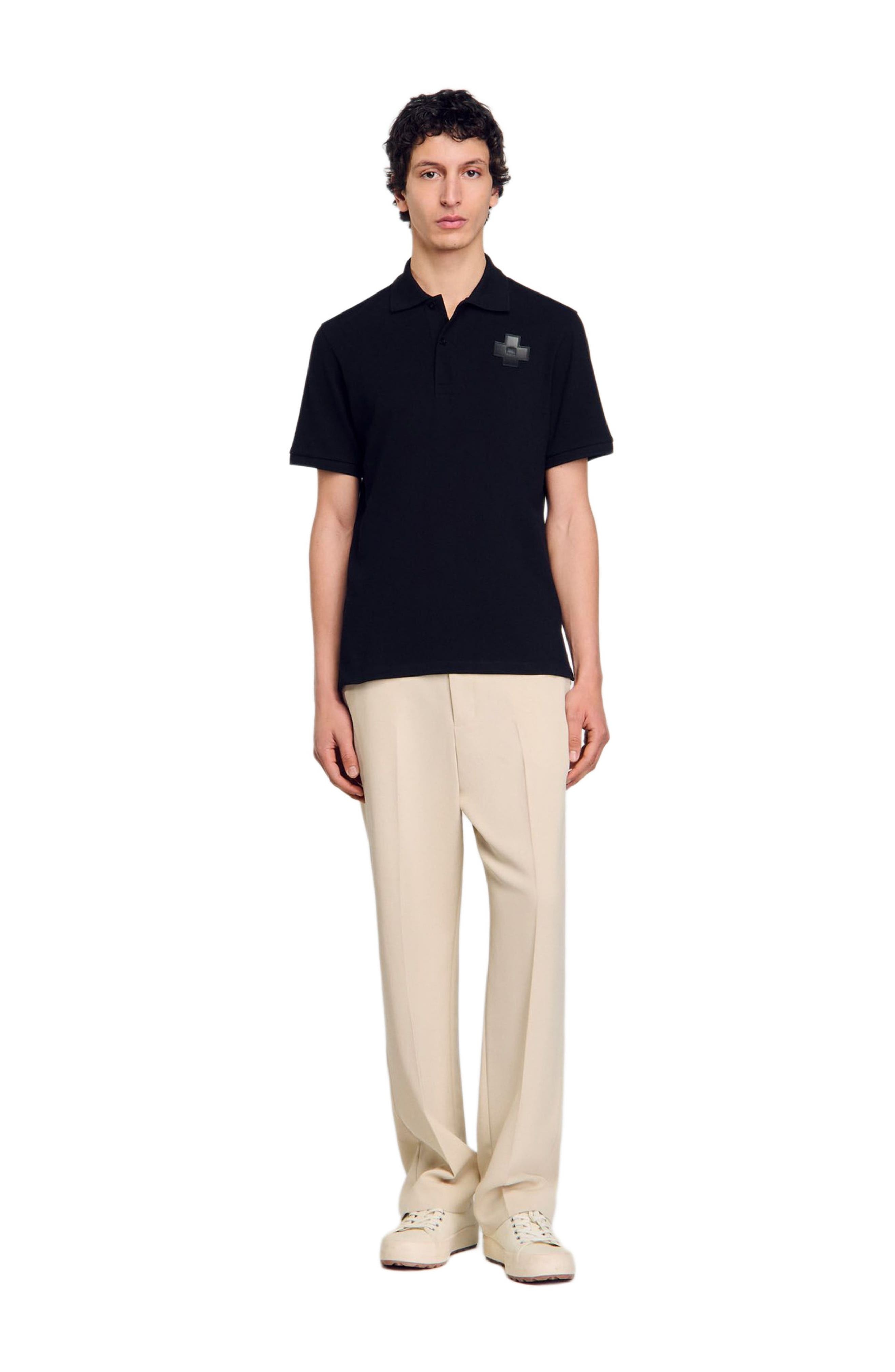 SANDRO Cotton polo shirt in Black at Nordstrom - 2