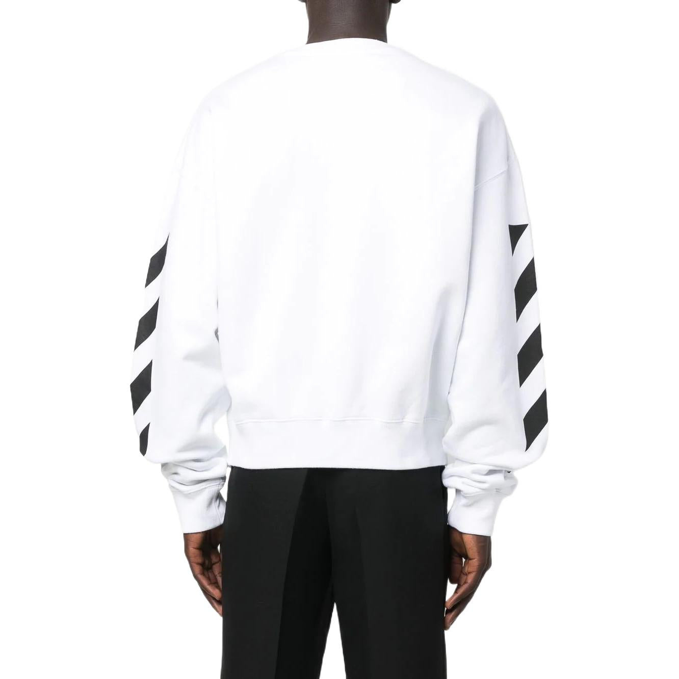 Men's Off-White FW22 Side Stripe Alphabet Printing Straight Round Neck Long Sleeves Autumn White OMB - 4