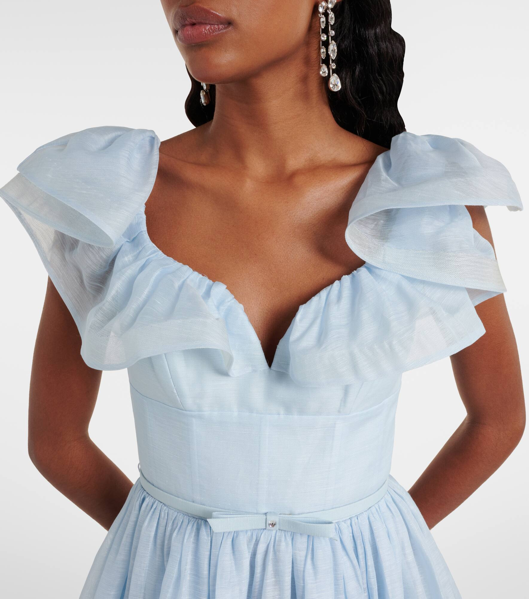 Dawning linen and silk midi dress - 4
