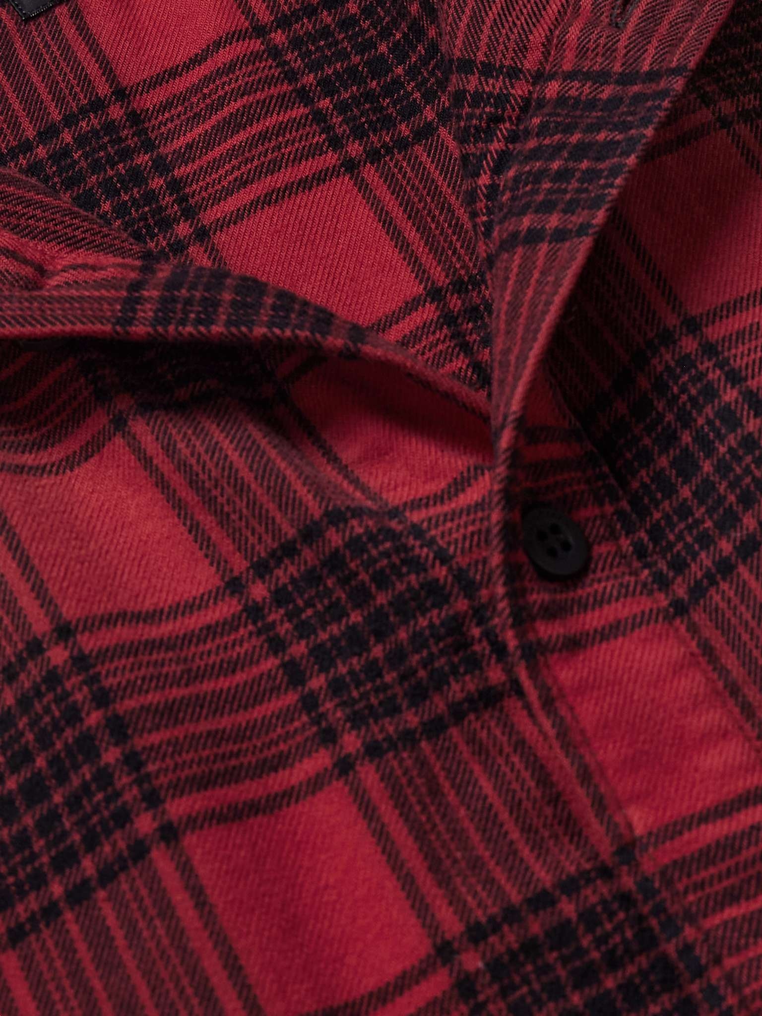 BALENCIAGA Checked Jersey-Trimmed Cotton-Flannel Hooded Shirt