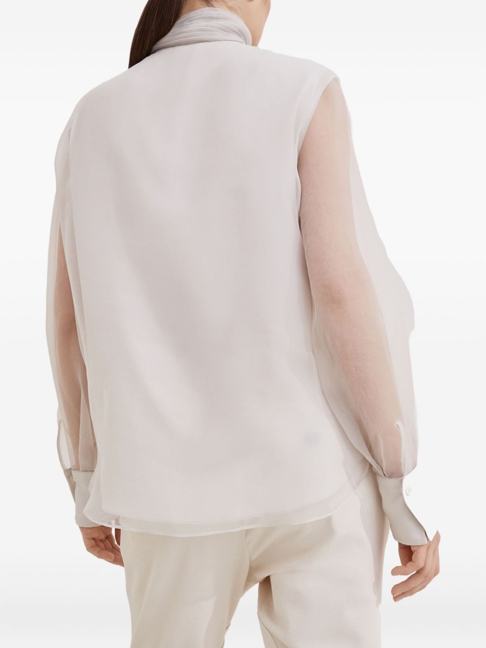 pussybow silk blouse - 5