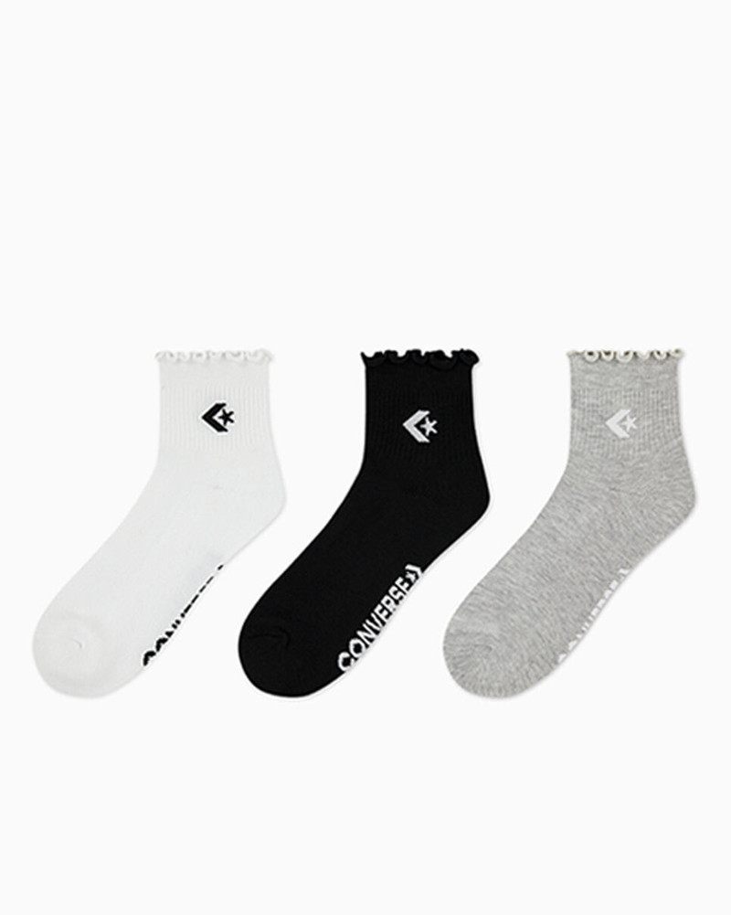 3-Pack Chevron Star Lettuce Cuff Quarter Socks 1