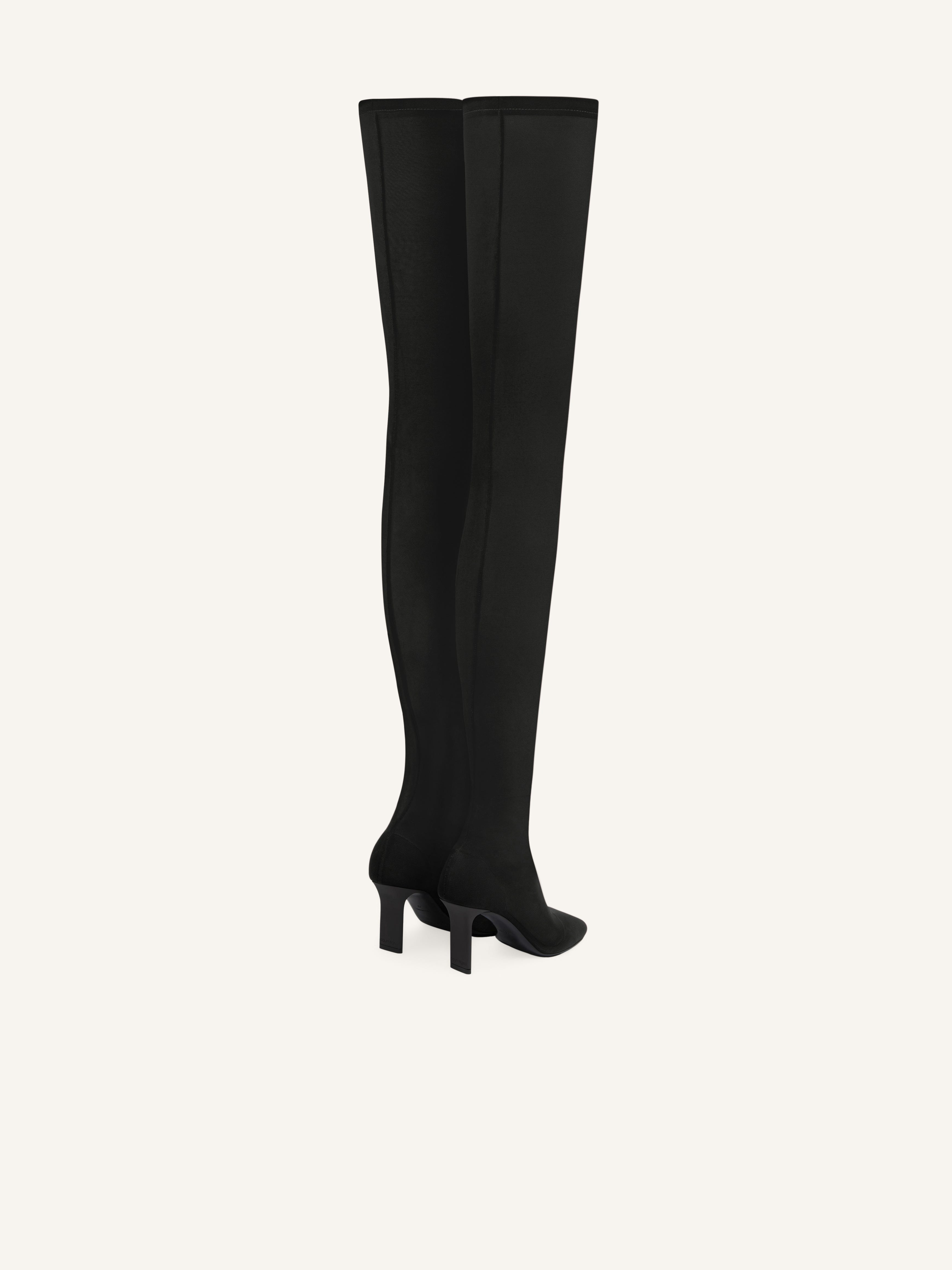 SQUARE TOE MESH THIGH BOOTS - 5