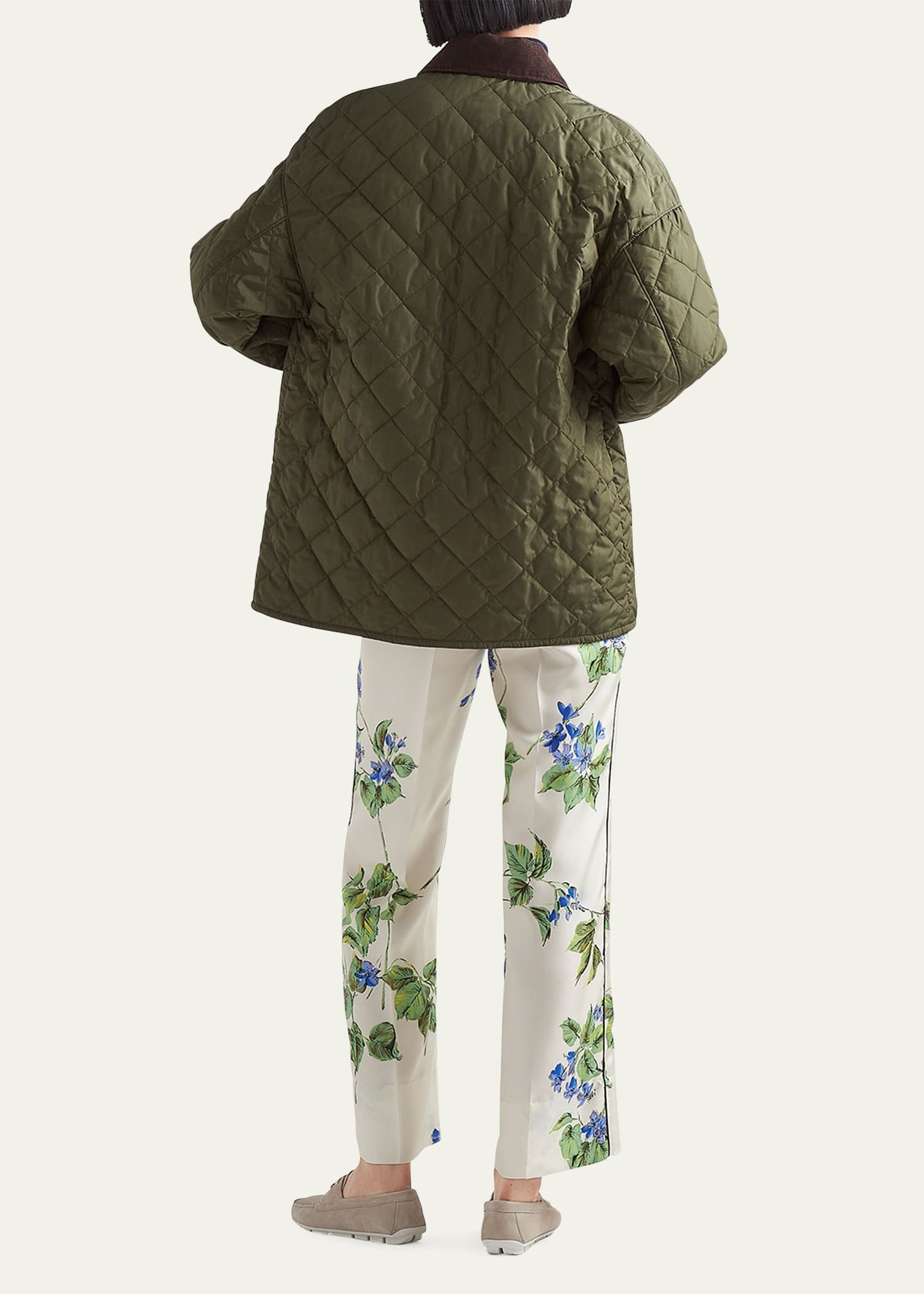 Viola-Print Bootcut Silk Pants - 3