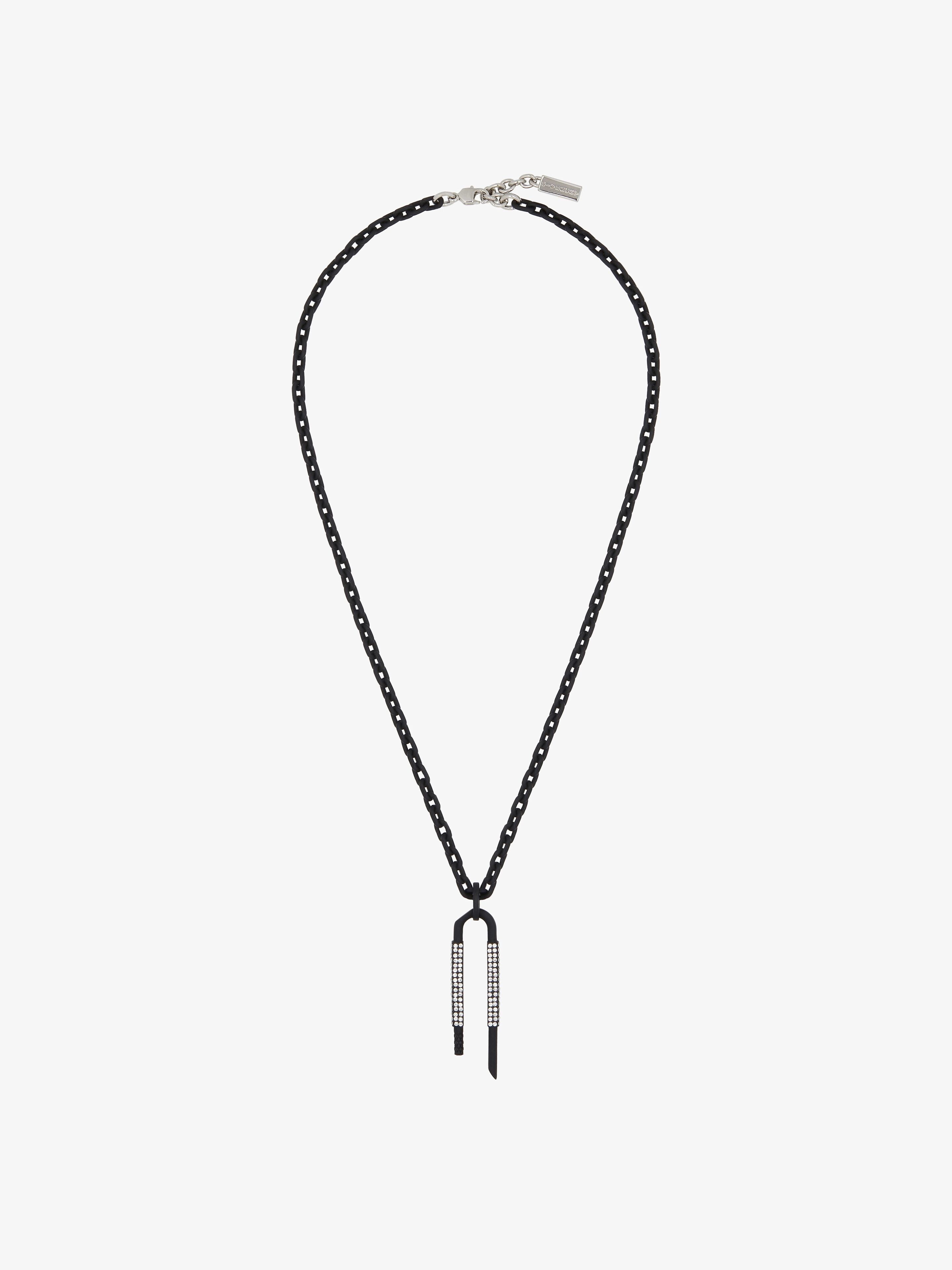 U LOCK BLACK NECKLACE WITH CRYSTALS - 1