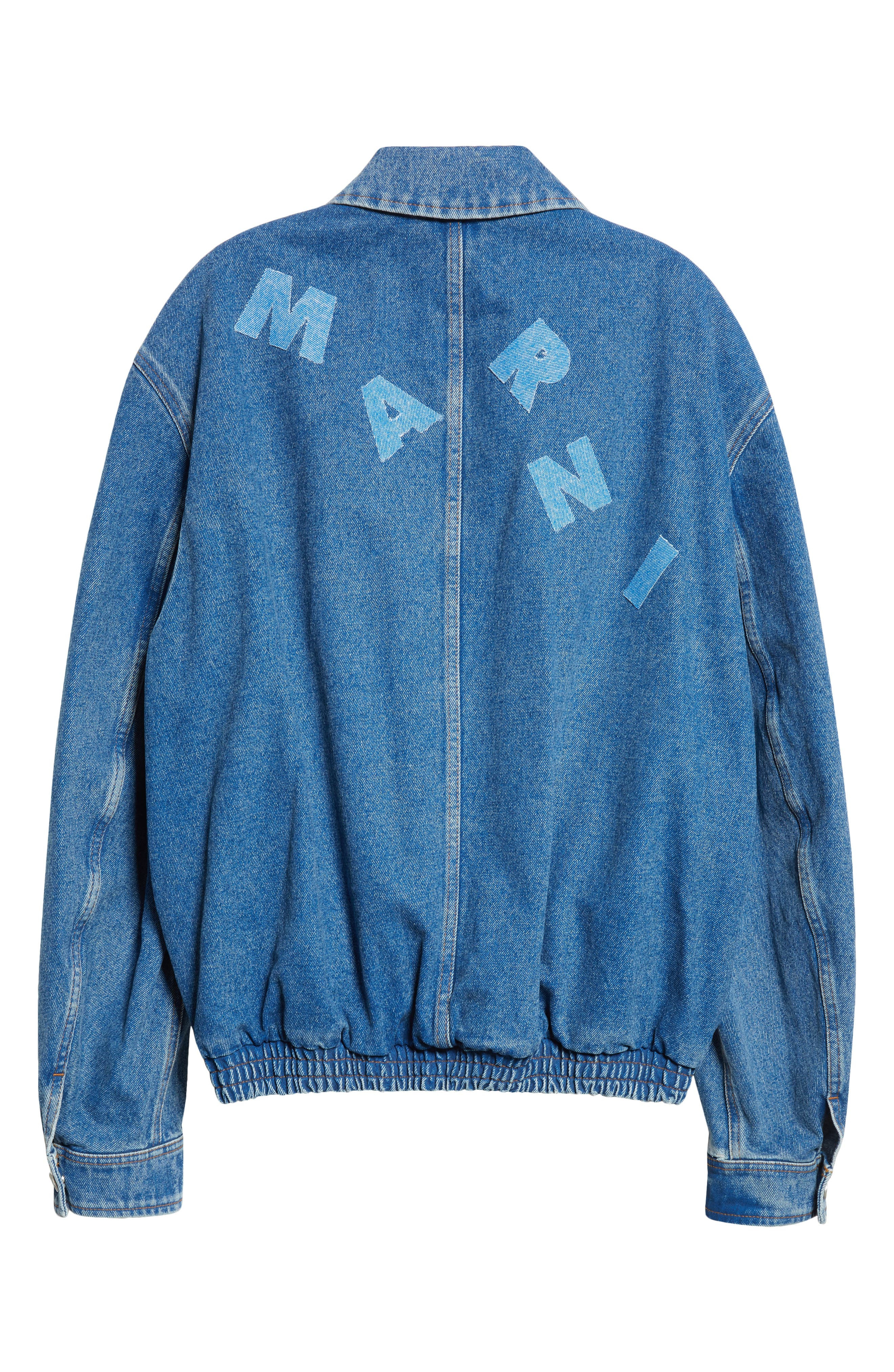 Marni Denim Bomber Jacket in Ocean at Nordstrom - 8
