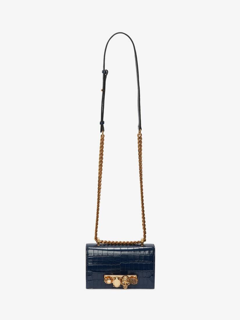Mini Jewelled Satchel in Navy - 5
