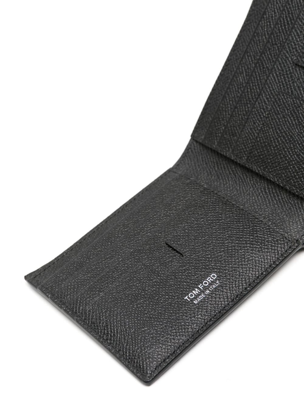 logo-plaque grained leather wallet - 3