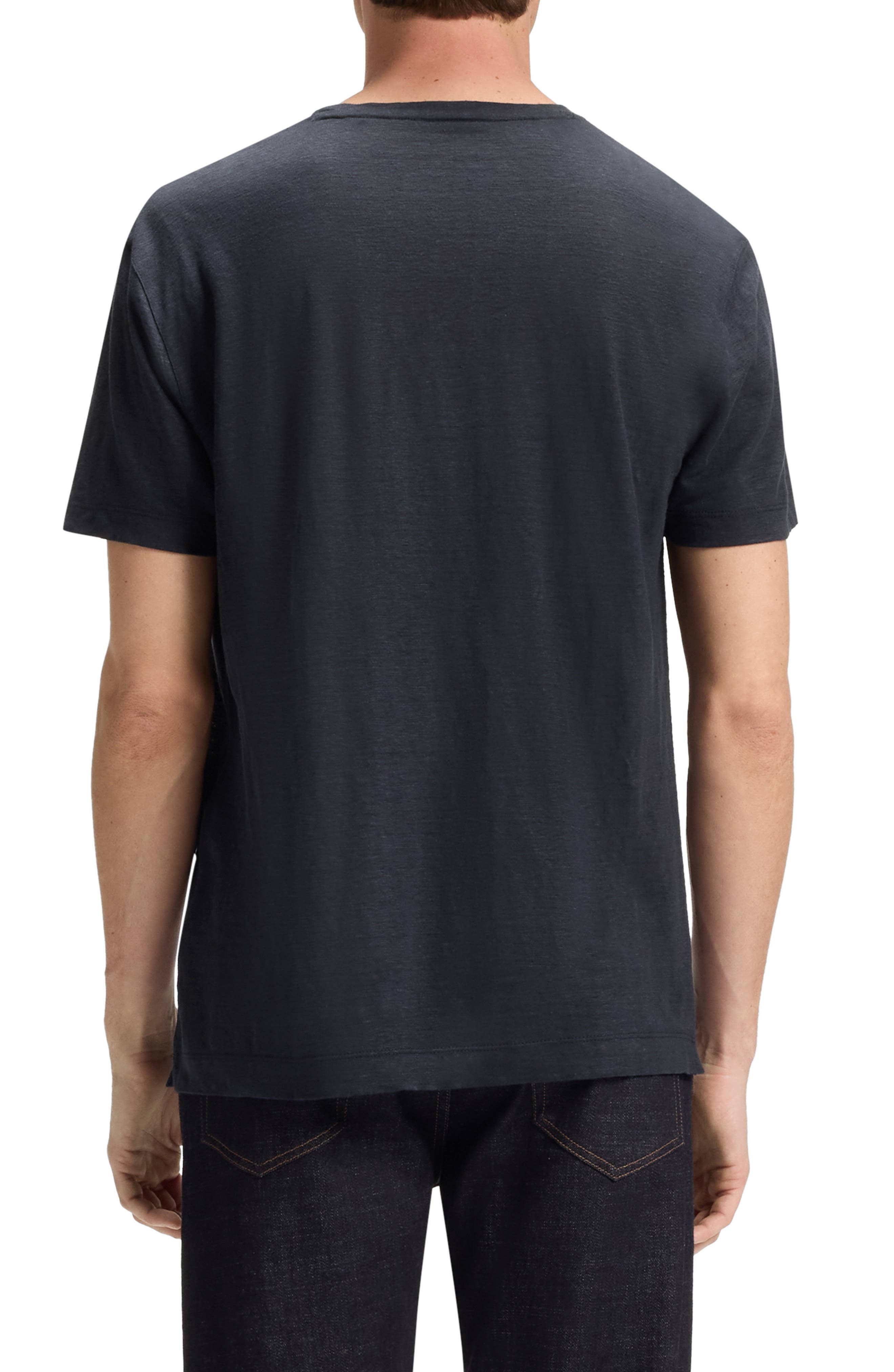 BOSS x Beckham Taut Linen T-Shirt in Dark Blue at Nordstrom - 3