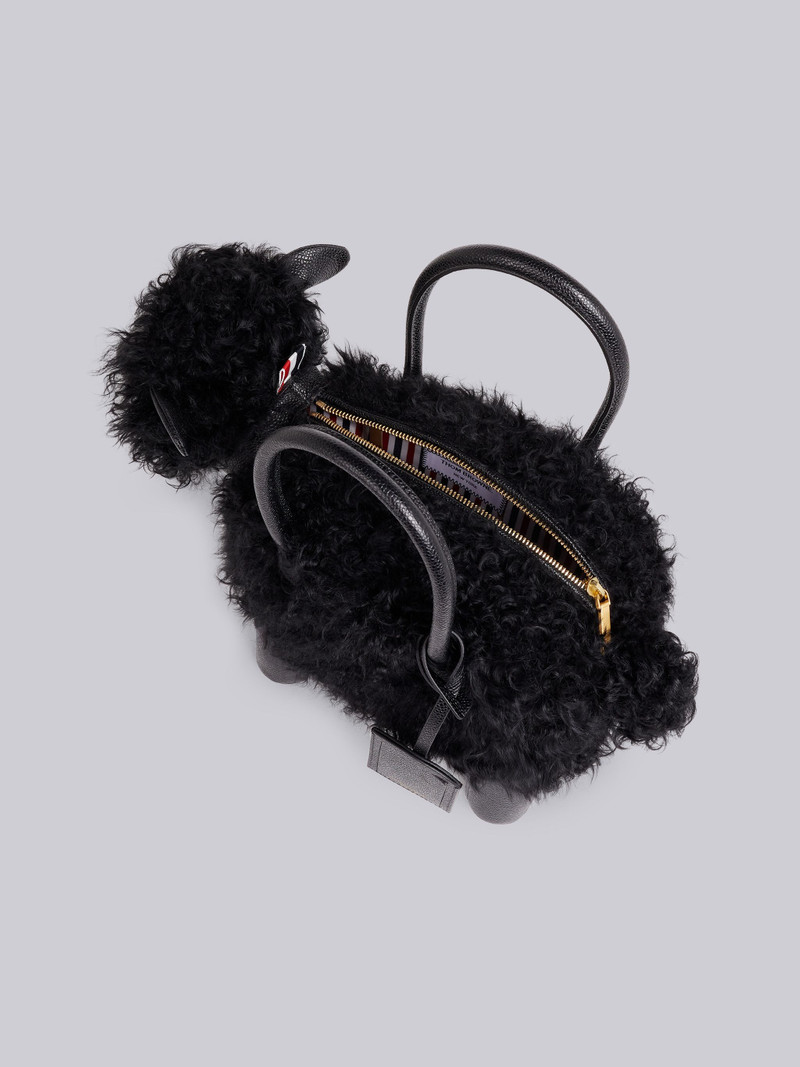 Black Pebbled Calfskin and Lambskin Covered Sheep Bag 5