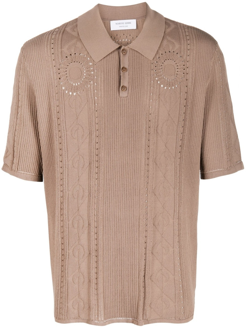 Moon Diamant cable-knit polo top 1